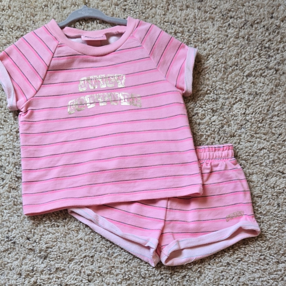 Juicy Couture Pink Pajama Set Matching Stripes